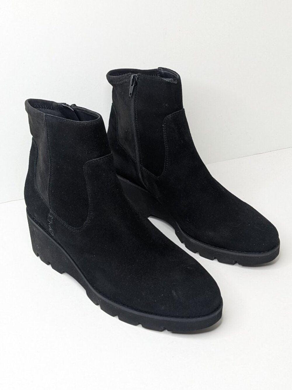 Vionic Ariana Wedge Booties Black Suede Womens 11